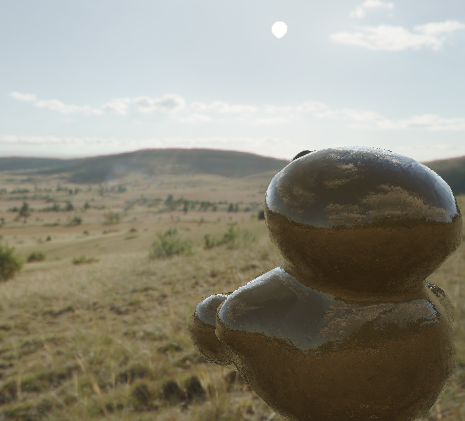 Real-time render of a little clay doll guy