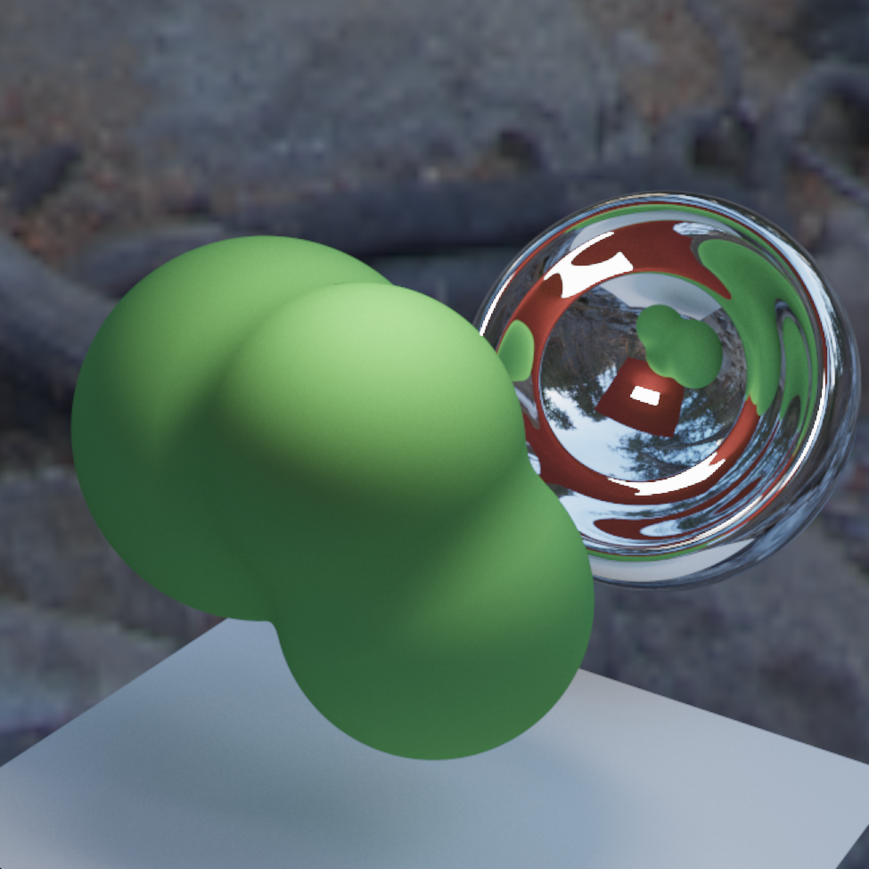 Path traced image of SDF-defined solids