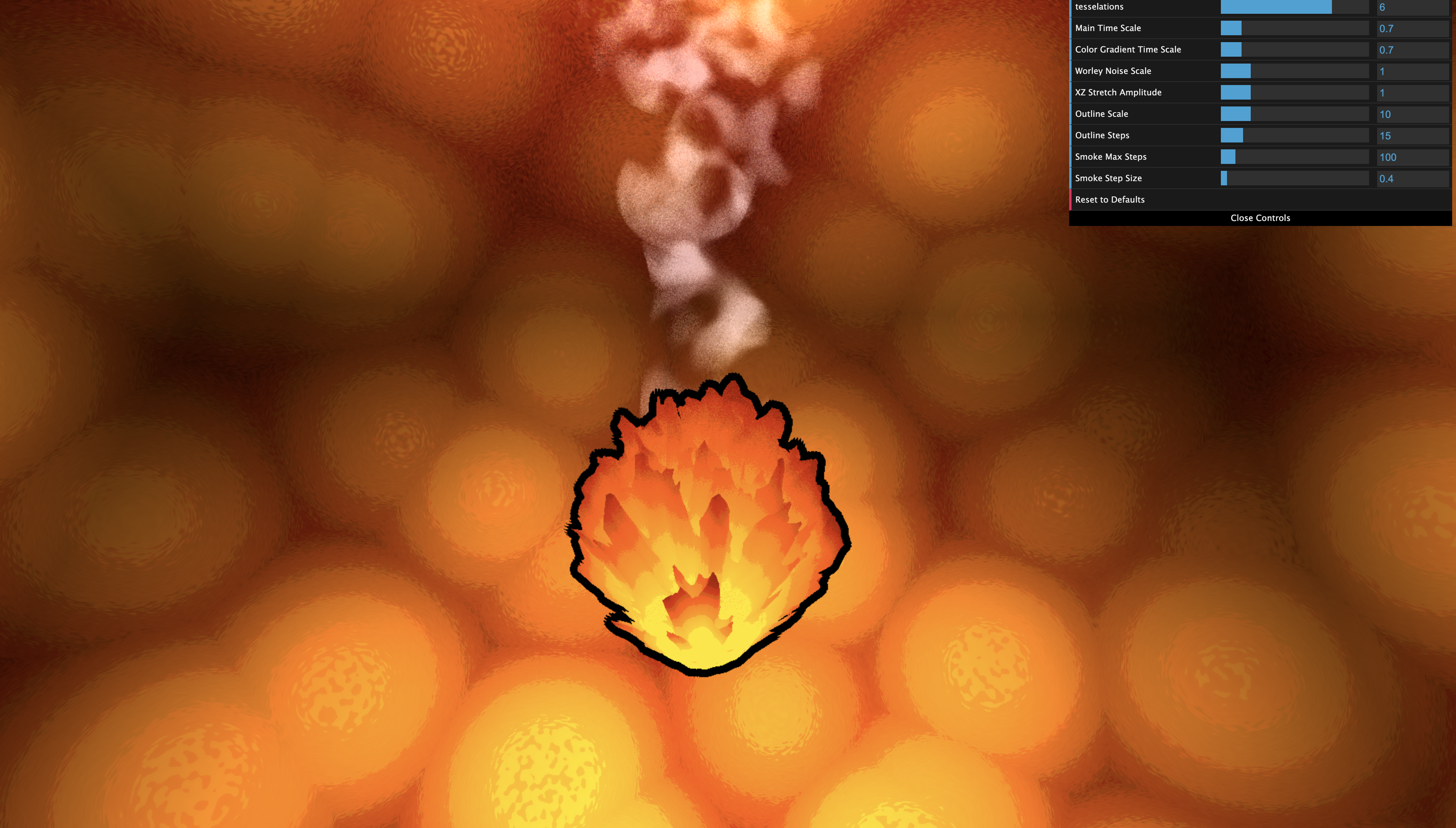 Render of a cartoonish fireball illuminating the interior of a box
