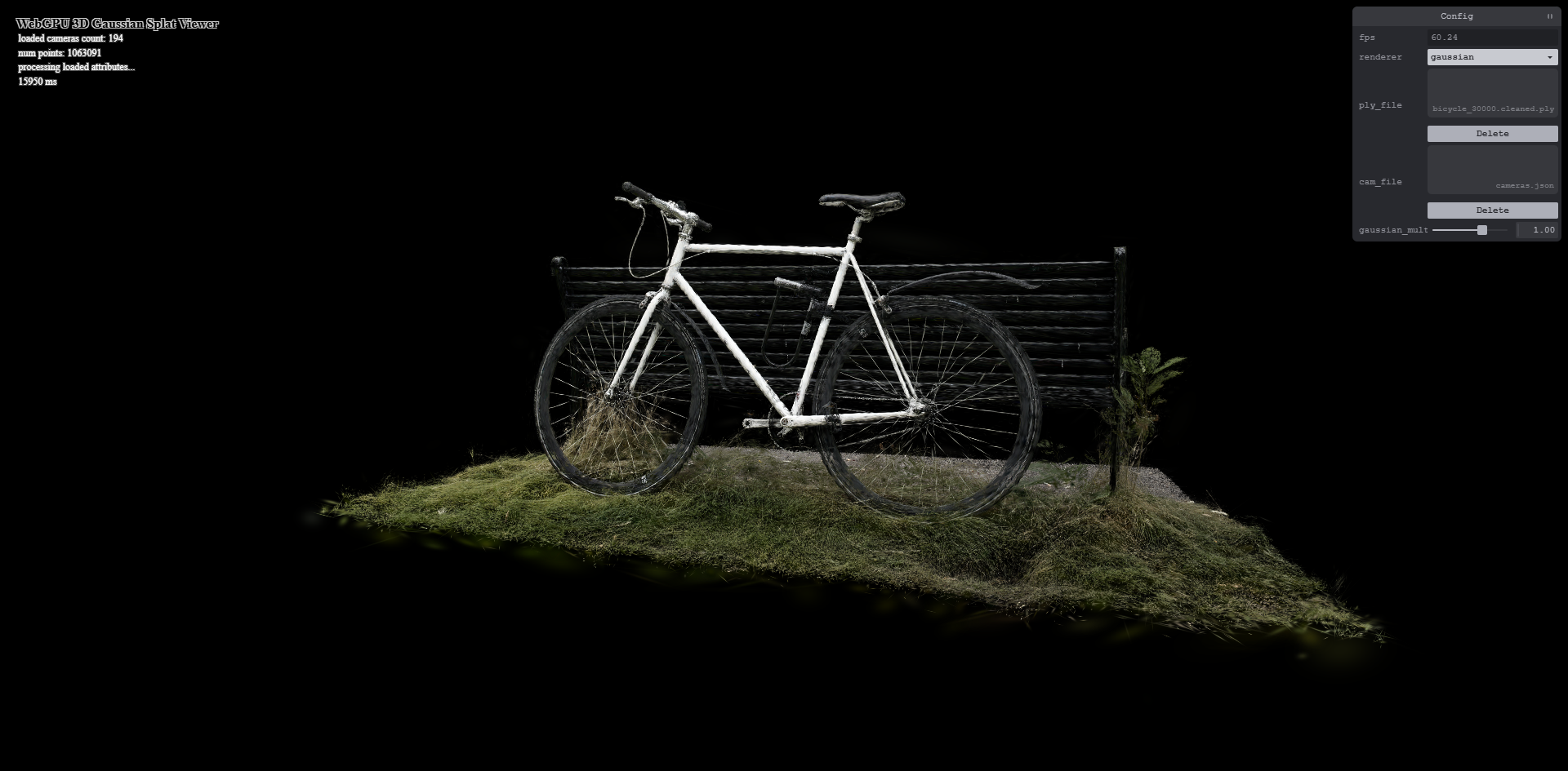Rendered image of a bicycle and bench
